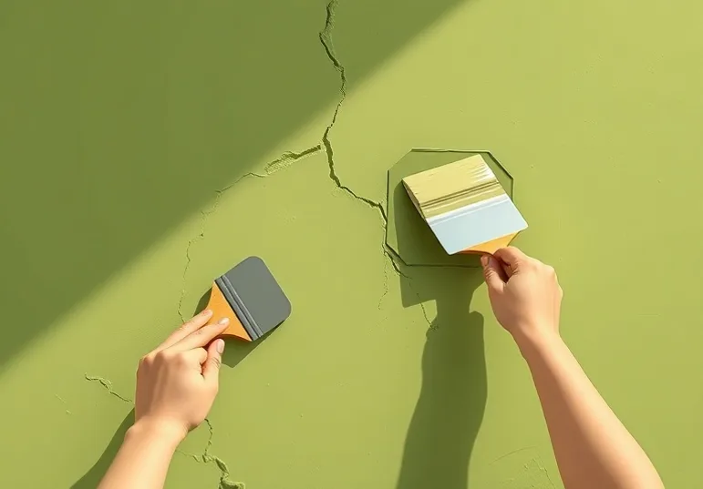 Ponçage et rebouchage des fissures avant mise en peinture